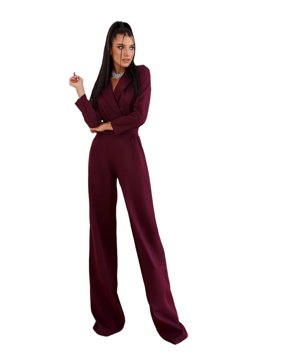 Elegant Womens Jumpsuit in Suit Diagonal Crepe Fabric