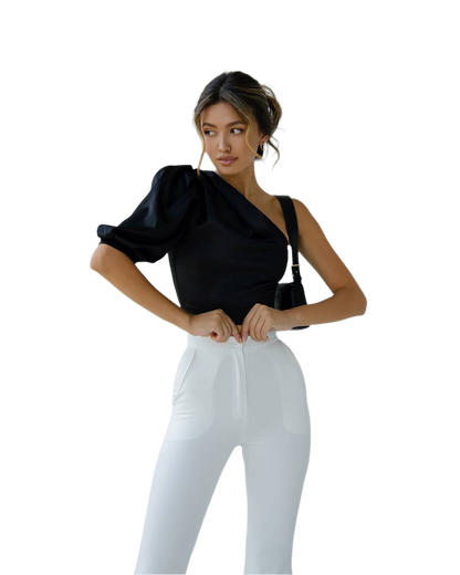 Premium Dense Mango Satin Asymmetric Top for Women