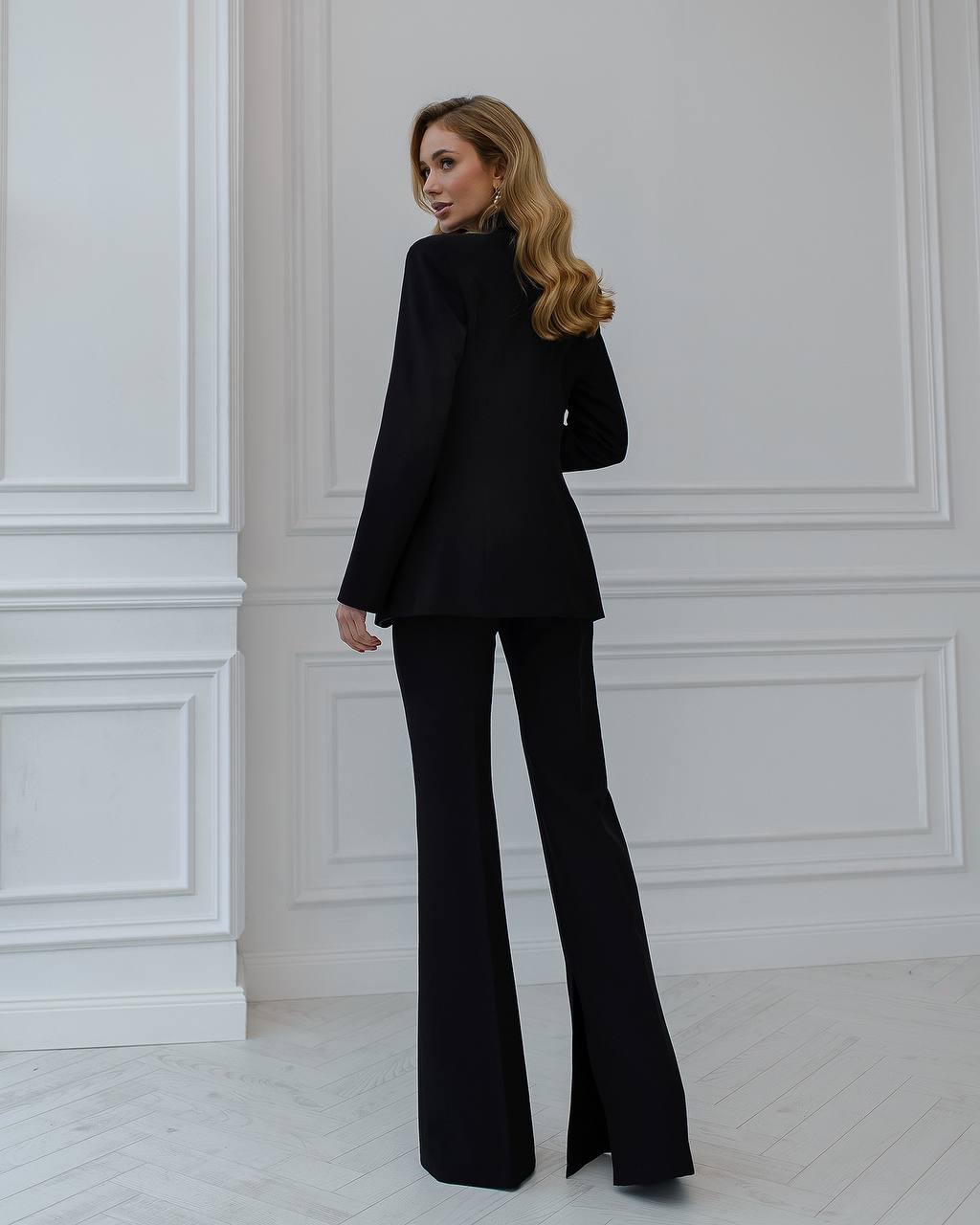 Premium Diagonal Crepe Women's Suit Black