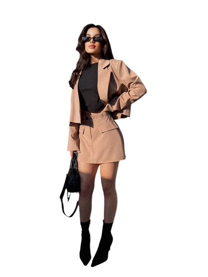 Women 2 in 1 Suit Jacket and Skirt-Shorts Set Elegant and Stylish