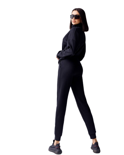 Womens Knitwear Sweatshirt and Pants Suit Black