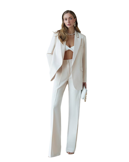 Elegant Double Suit for Women with Premium Diagonal Suiting Crepe Fabric