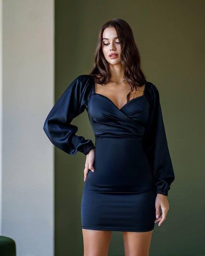 Elegant Royal Mango Satin Mini Dress for Women