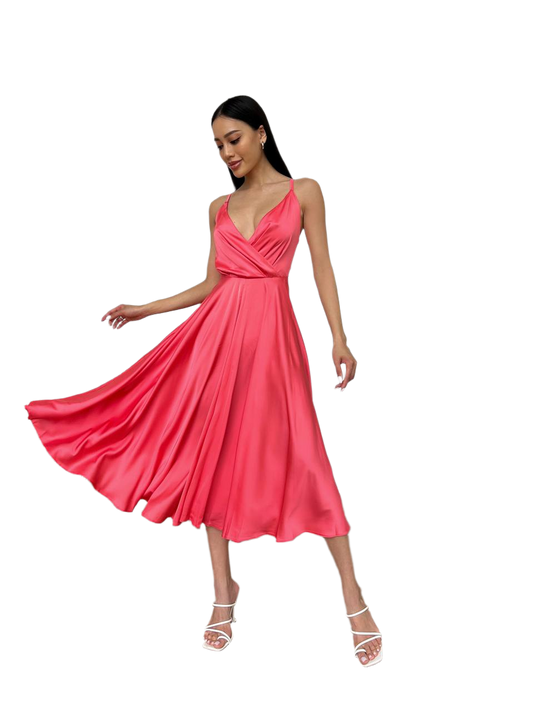 Esmeralda Women Satin Sun Dress with Adjustable Straps