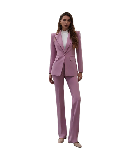 Womens Premium Crepe Diagonale Suit Blazer and Pants in Pink Black Red Blue and Milk