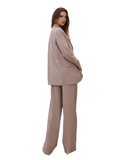 Womens Double Suit Premium Diagonal Suiting Crepe Blazer and Pants