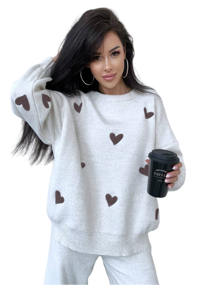 Valeri Womens Heart Embroidered Knitted Suit One Size