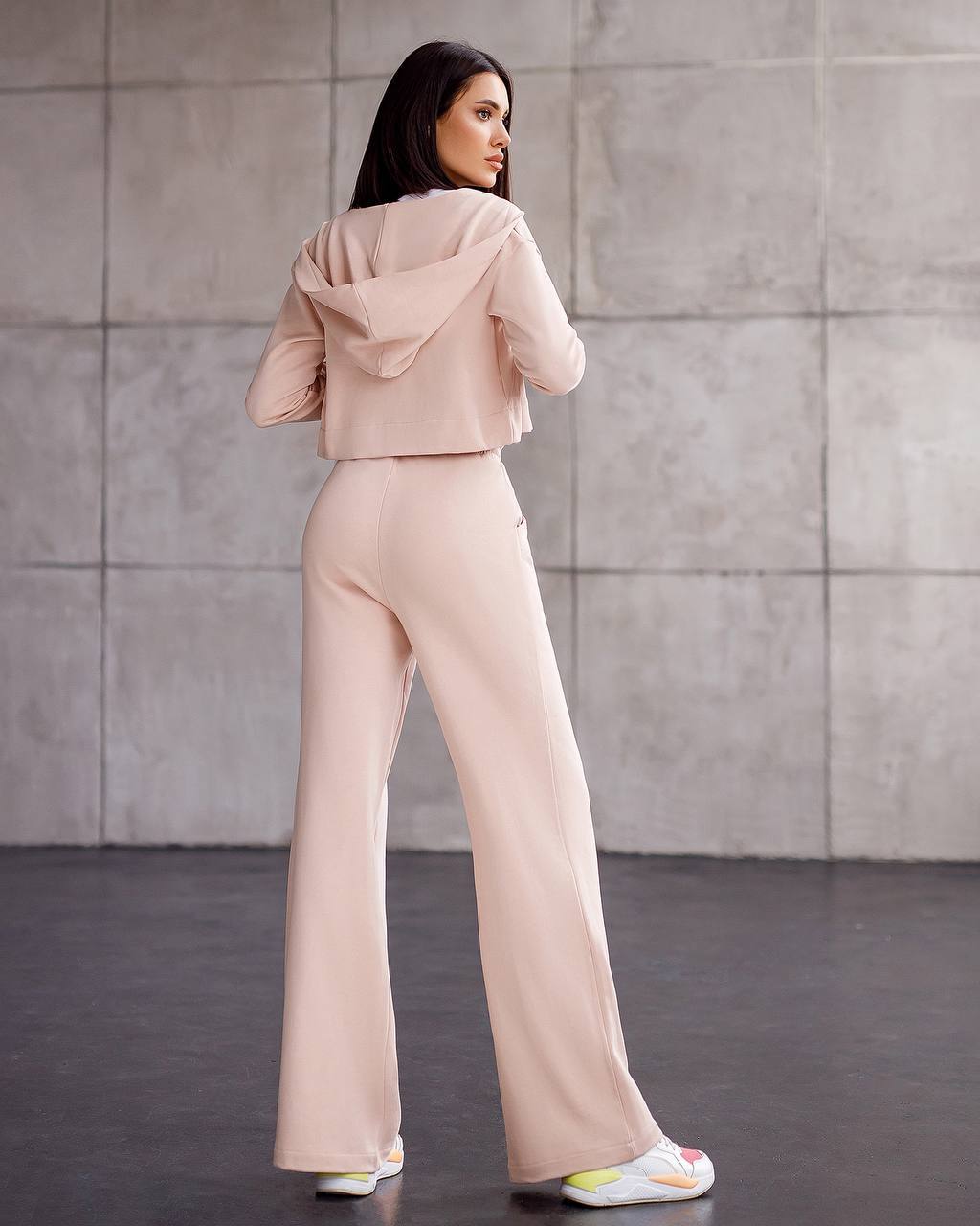 Womens Light Pink Two Piece Suit Turkish Fabric