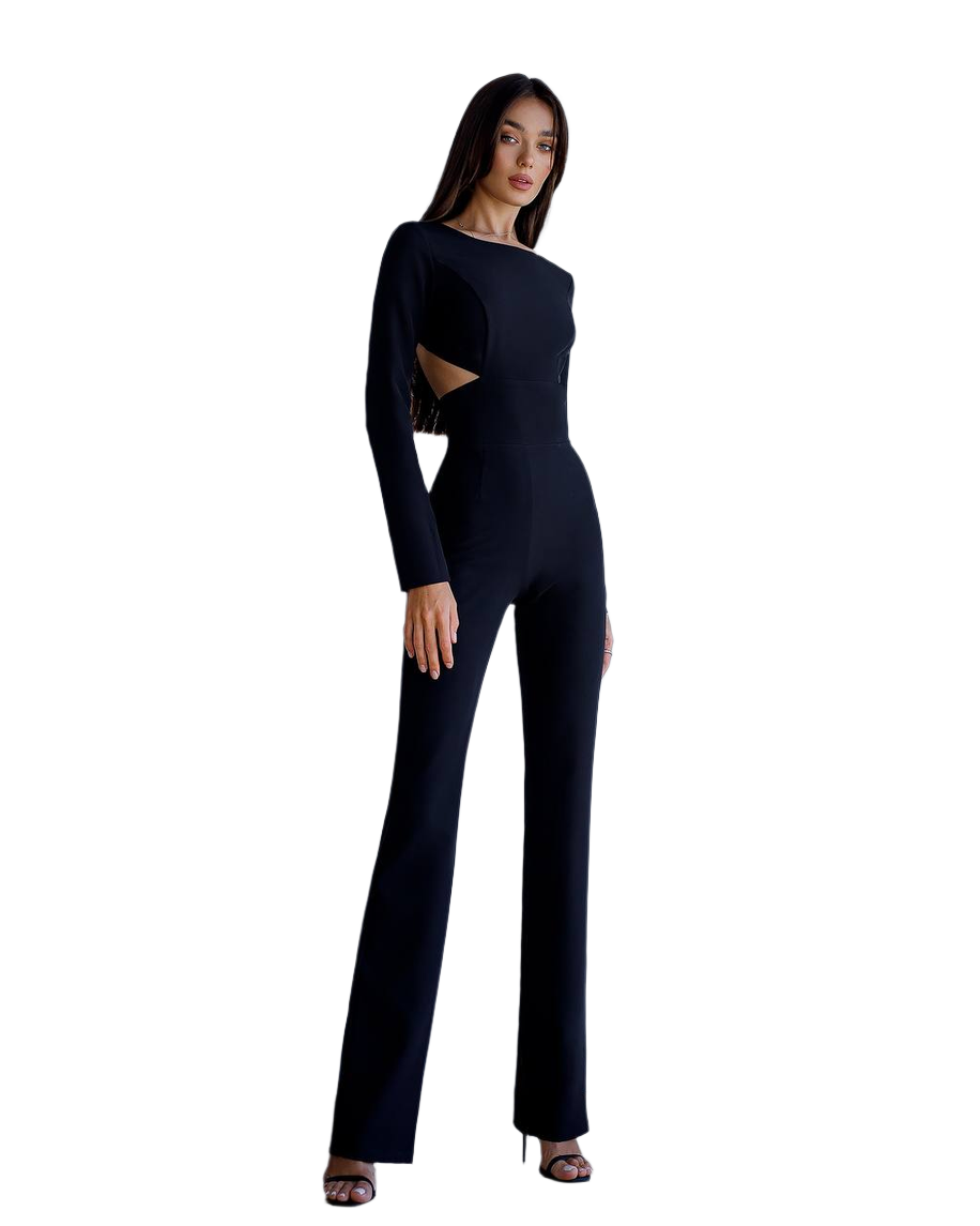Stylish Black Diagonal Suiting Crepe Jumpsuit for Women