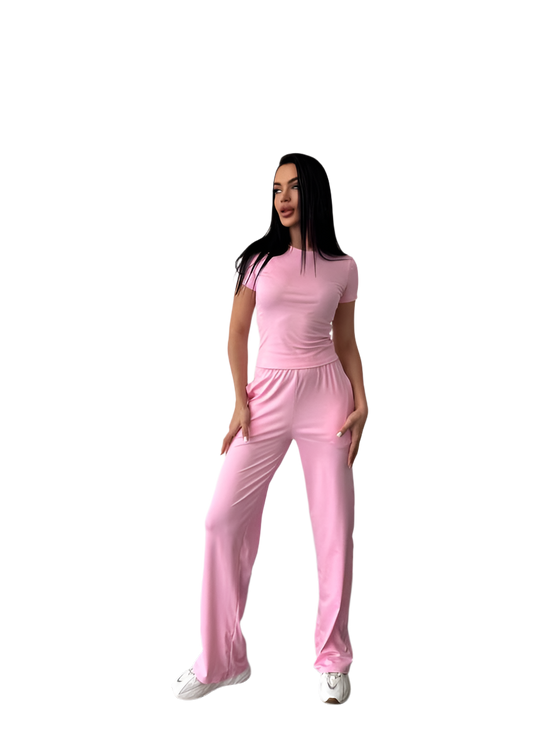 Pink Three-Piece Suit for Casual and Home Comfort