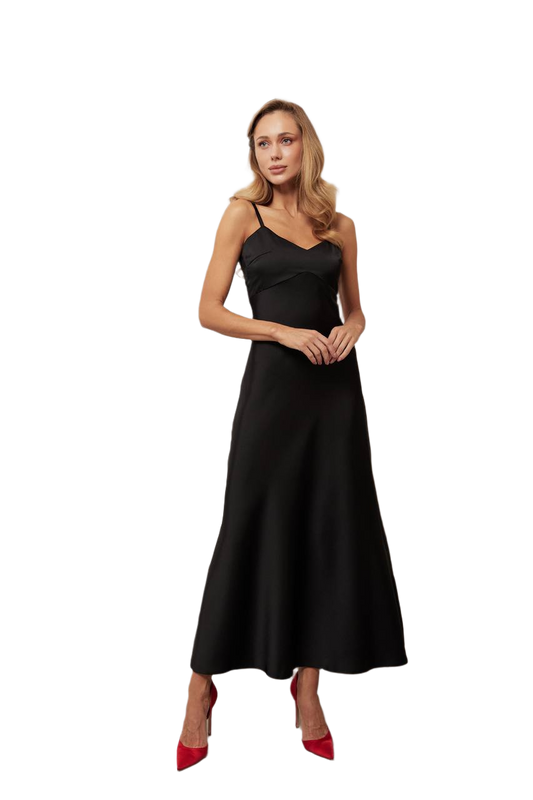 Elegant Black Satin Combination Dress for Women