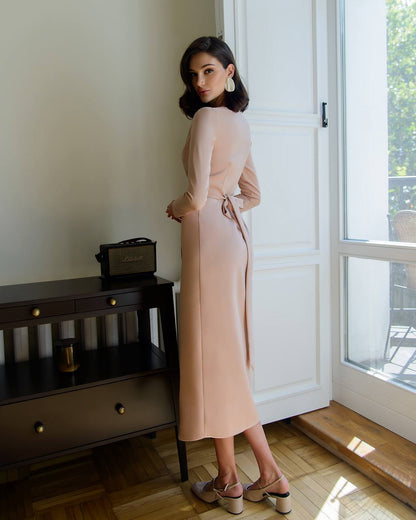 Elegant Wrap Midi Dress for Women in Multiple Colors