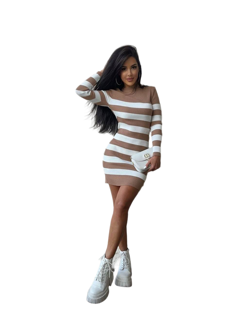 Striped Stretch Knit Mini Dress for Women