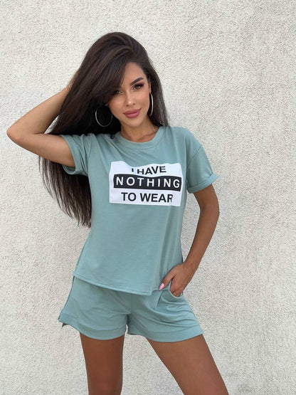 Eddi Two-Piece Women Suit with Printed T-Shirt and Mid-Rise Shorts