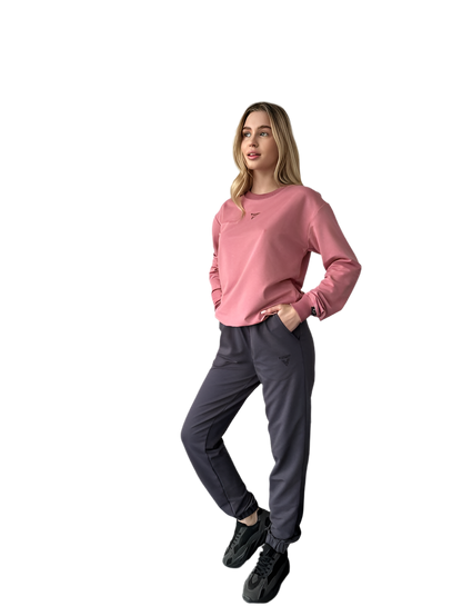 Stylish Casual Sweatshirt with Ribbed Cuffs and Neckline