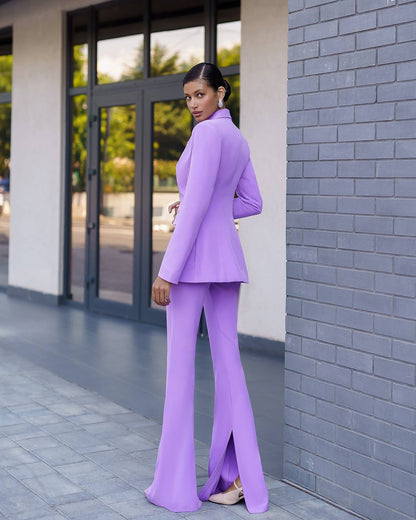 Premium Diagonal Suit Crepe Women Blazer and Trousers Set