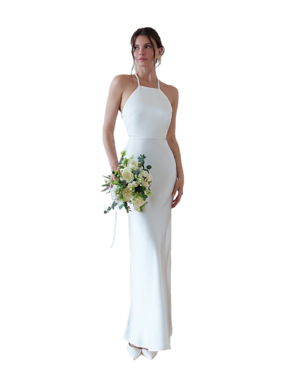 Elegant Women's Maxi Dress in Dense Satin Fabric