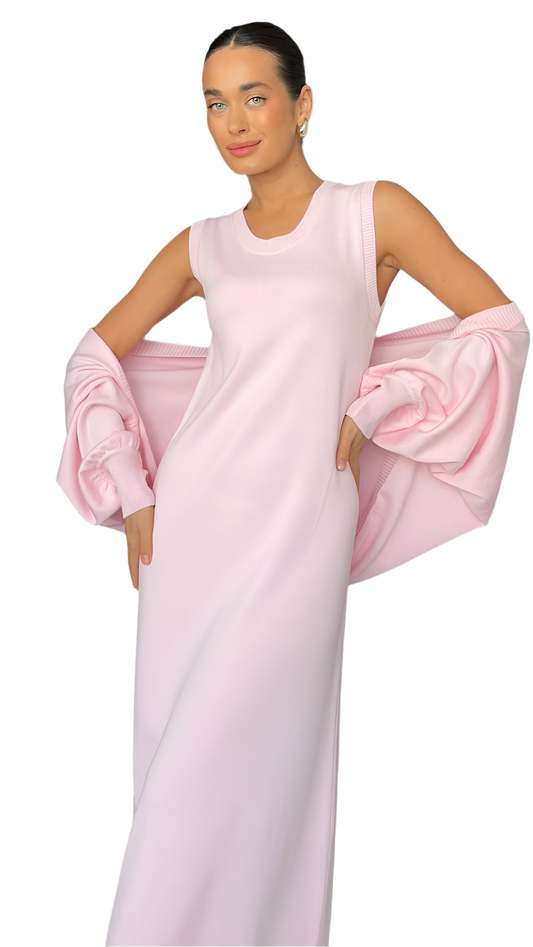 Soft Knitted A-Line Dress with Removable Bolero Cardigan for Women