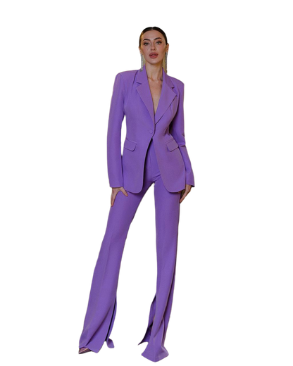 Premium Diagonal Suit Crepe Women Blazer and Trousers Set