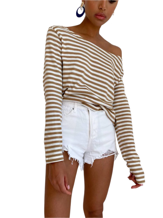 Women Striped Long Sleeve Cotton Shirt