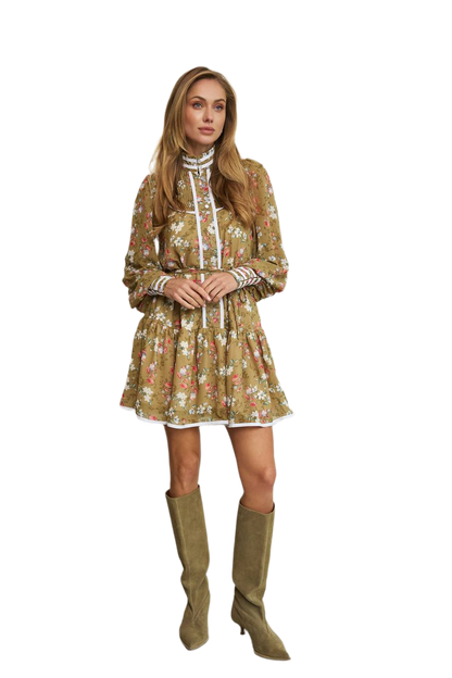 Iriska Floral Chiffon Dress for Women with Lining