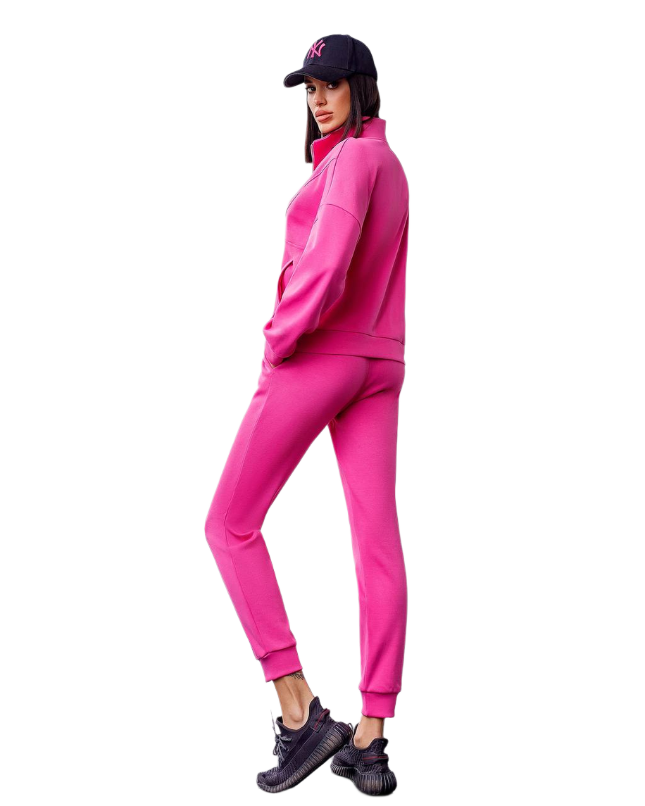 Womens Pink Knitwear Sweatshirt and Pants Suit Set