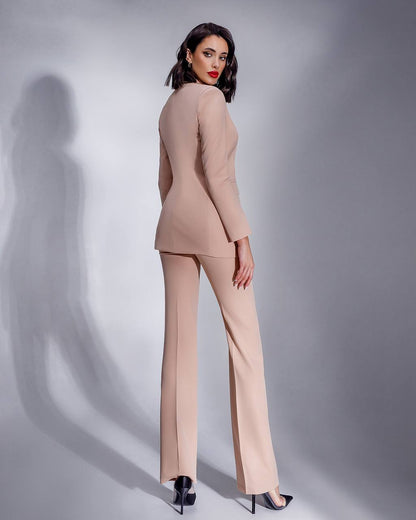 Women's Three-Piece Suit with Vest in Diagonal Suit Crepe Fabric