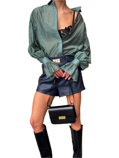 Loose Fit New York Shirt for Women in Green