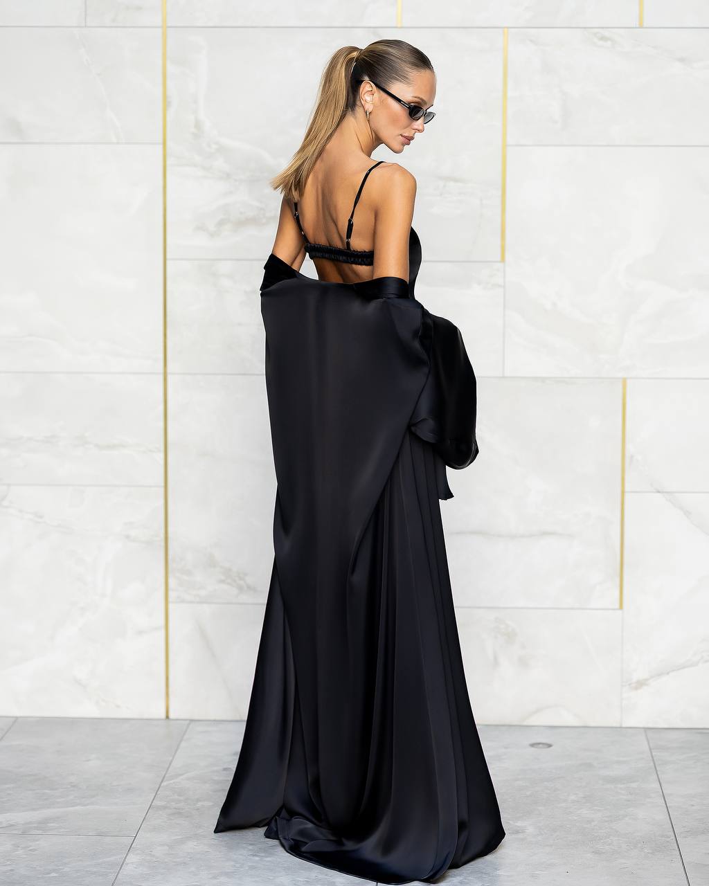 Womens Satin Mini Dress and Long Cape Set