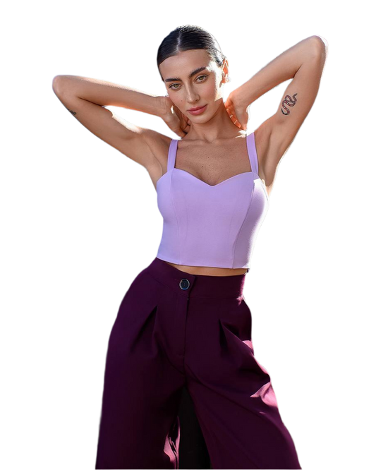 Womens Corset Top Bandage Knit with Boning Lavender Color