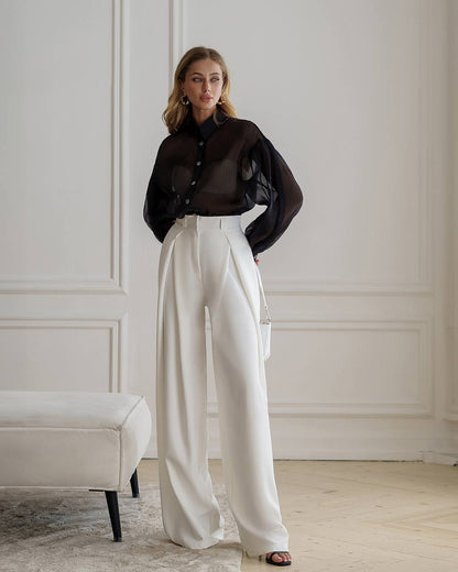 Womens Palazzo Pants Premium Suit Crepe Diagonal
