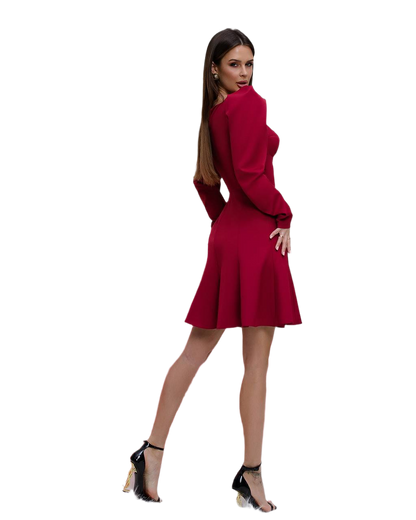 Elegant Burgundy Diagonal Suiting Crepe Dress for Women