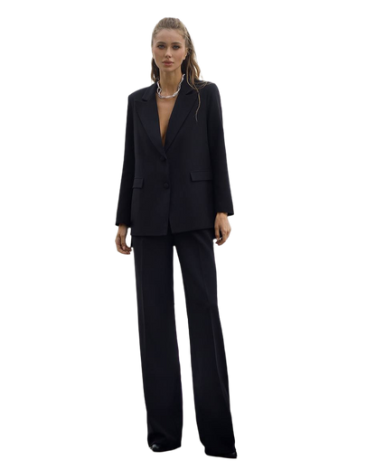 Womens Designer Element Suit Black Premium Crepe Jacket and Pants