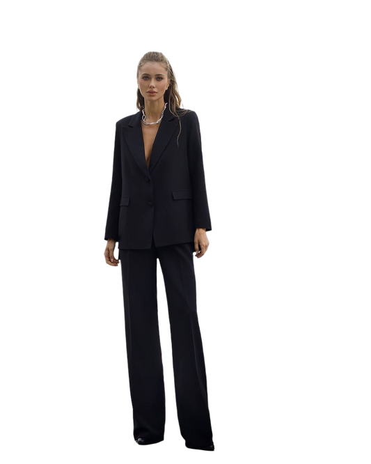 Womens Designer Element Suit Black Premium Crepe Jacket and Pants