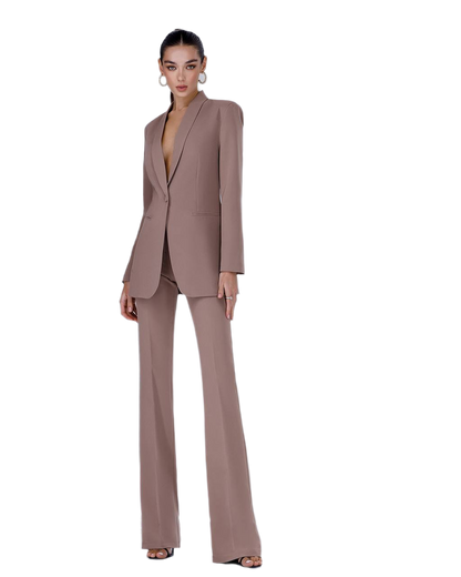 Womens Suit with Lined Blazer and Flared Pants