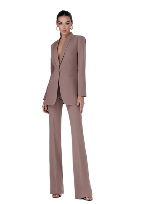 Womens Suit with Lined Blazer and Flared Pants