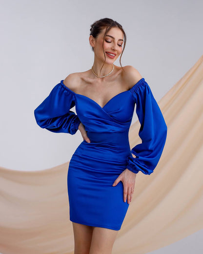 Elegant Royal Mango Satin Mini Dress for Women in Multiple Colors