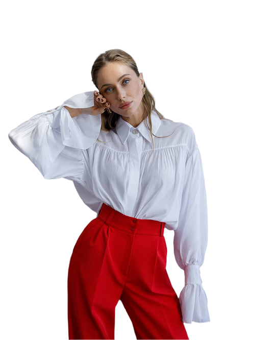 Womens Tencel Voile Blouse Shirt with Hidden Fastener