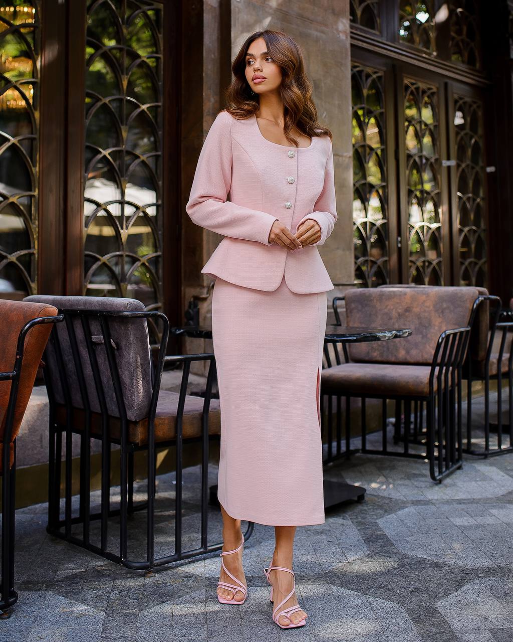 Womens Chanel Style Tweed Jacket and Skirt Suit
