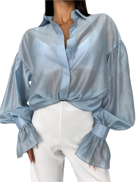 Loose Fit Womens Light Blue New York Shirt One Size S-XL