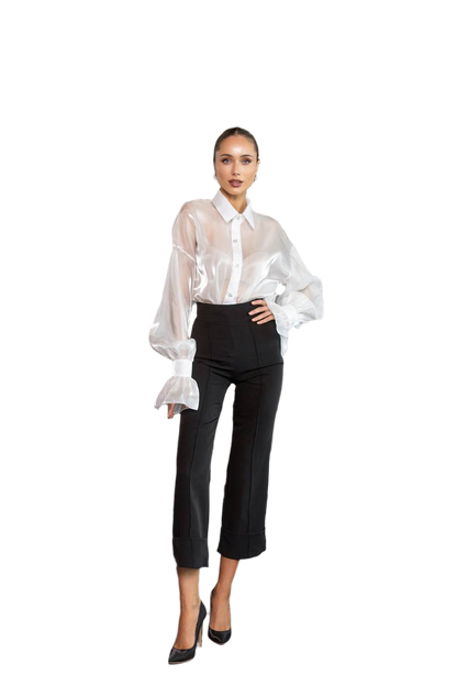 Elegant Women's Culottes in Diagonal Crepe Fabric