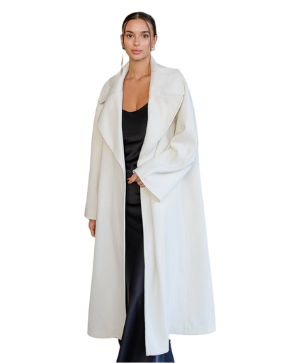 Oversized Long Wool Blend Coat for Women in Milk, Black and Caramel
