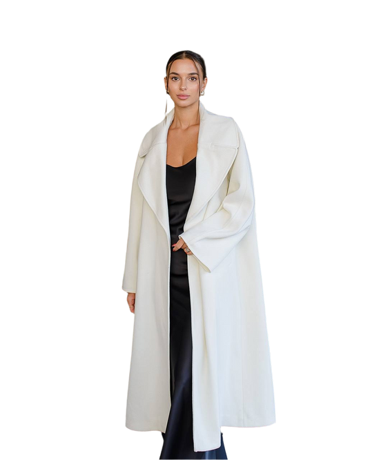 Oversized Long Wool Blend Coat for Women in Milk, Black and Caramel