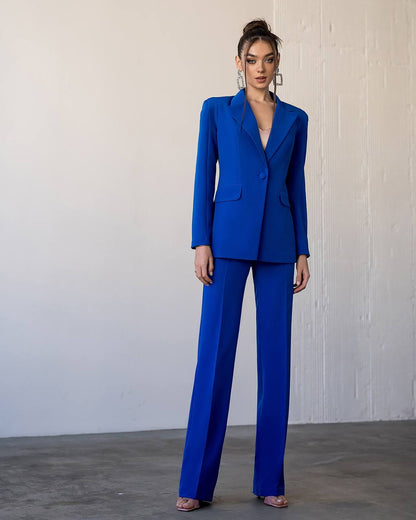 Womens Premium Crepe Diagonale Suit Electric Blue - XS L