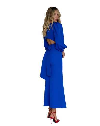 Elegant Women's Midi Dress in Crepe-Diagonal Fabric