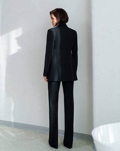 Womens Three-Piece Suit with Vest Diagonal Crepe Fabric