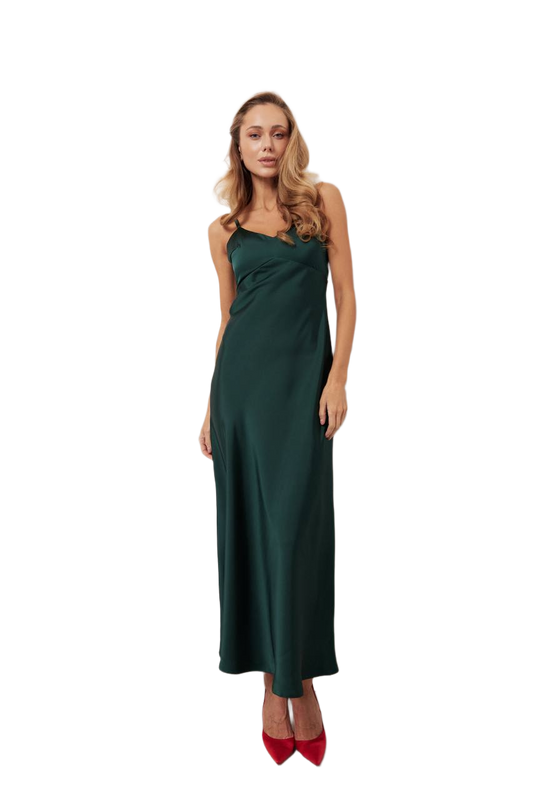 Elegant Satin Combination Dress for Women in Green