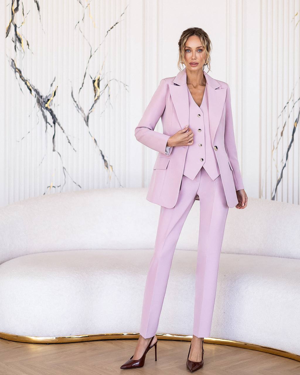 Womens Three Piece Suit with Blazer Vest and Trousers