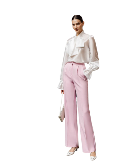 Premium Diagonal Crepe Women's Trousers in Pink and Neutral Colors