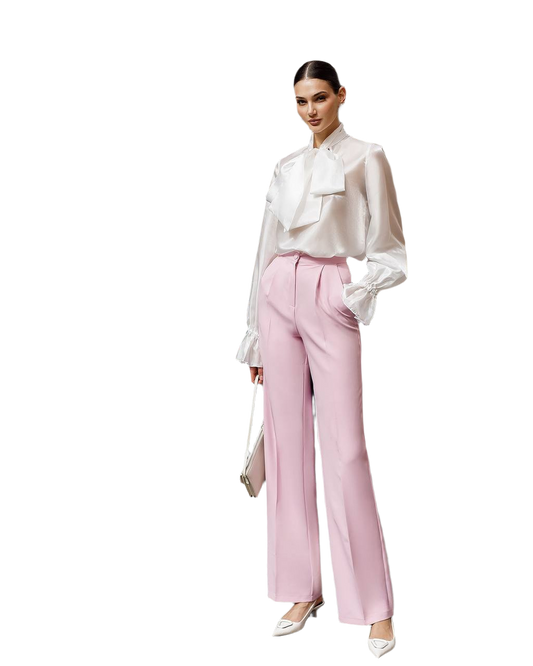 Premium Diagonal Crepe Women's Trousers in Pink and Neutral Colors